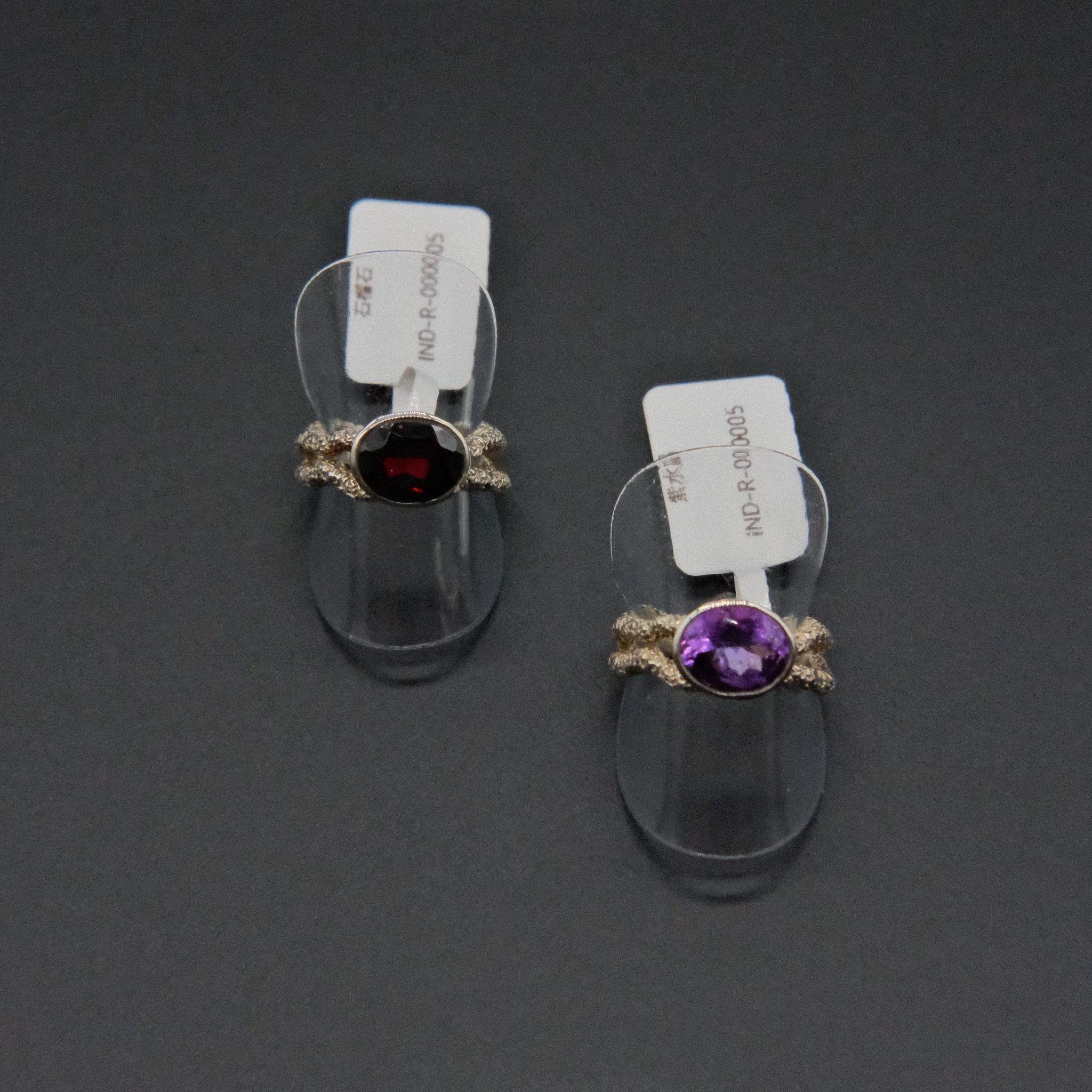 雙圈紫水晶/石榴石純銀戒指Amethyst/Garnet Silver925 Rings – BLA.DEN